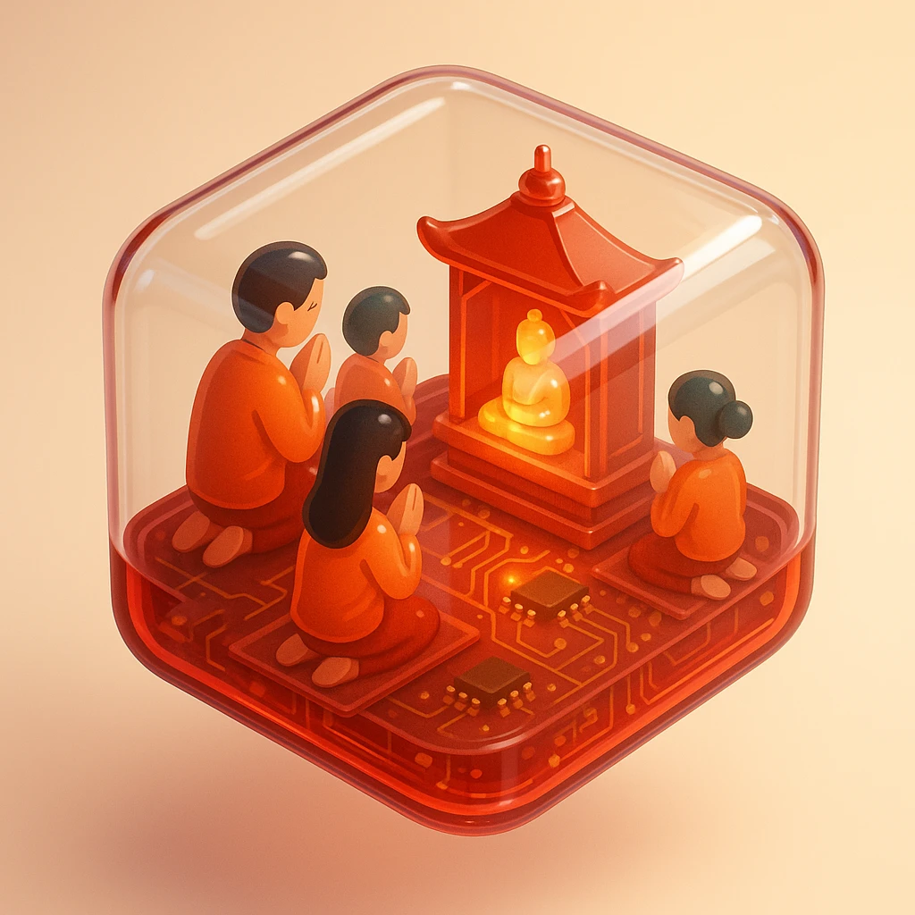 people praying in a Buddhist temple emoji