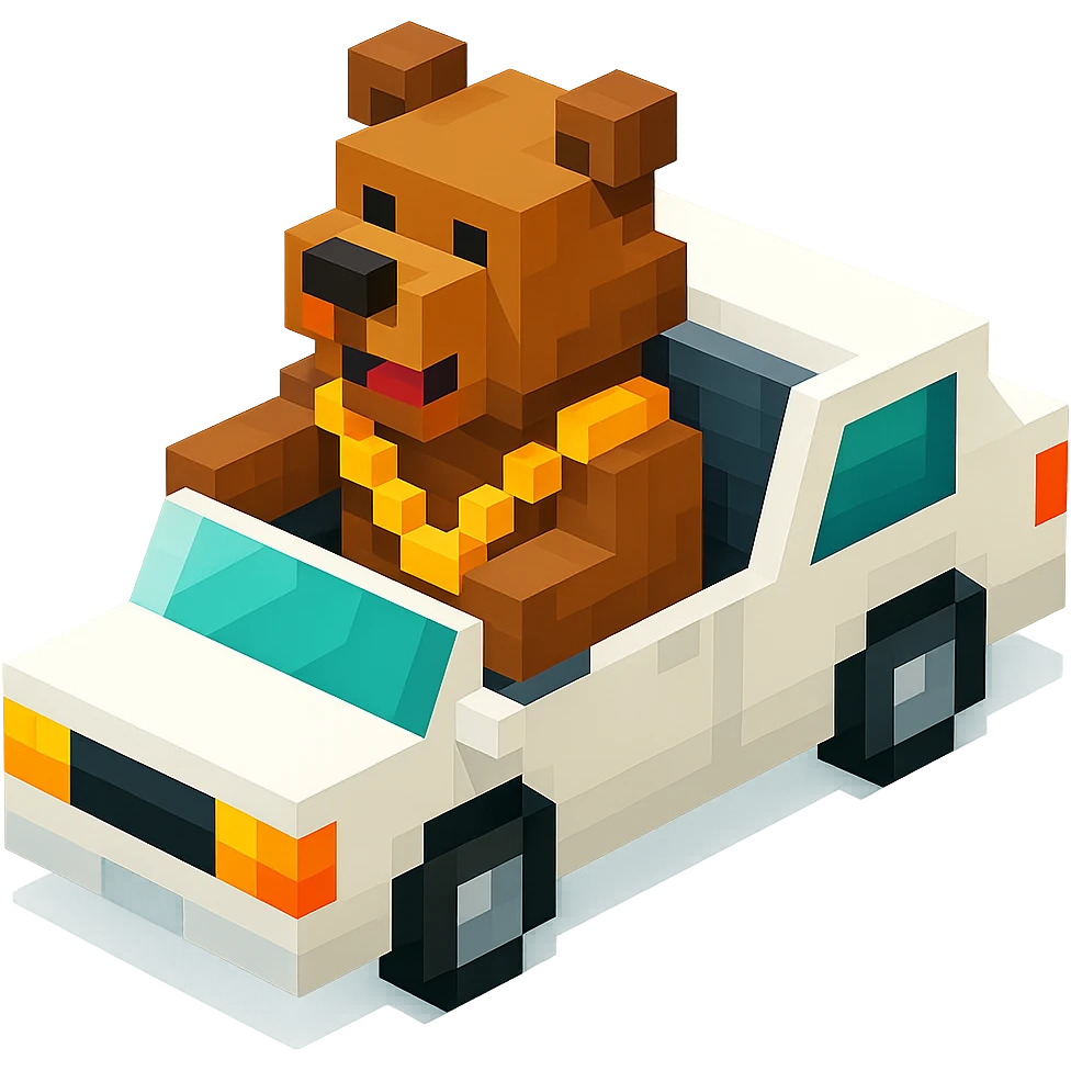 Russian grizzly bear with a rapper chain in a limo emoji