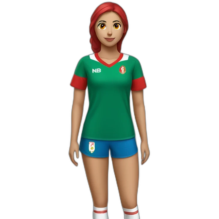 une femme marocaine avec le maillot de foot rouge du maroc emoji