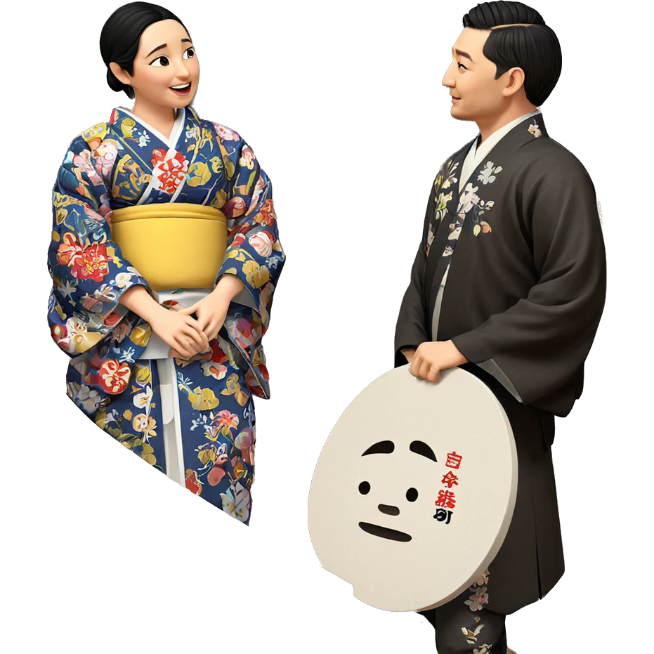 kimono couple fine art parody emoji