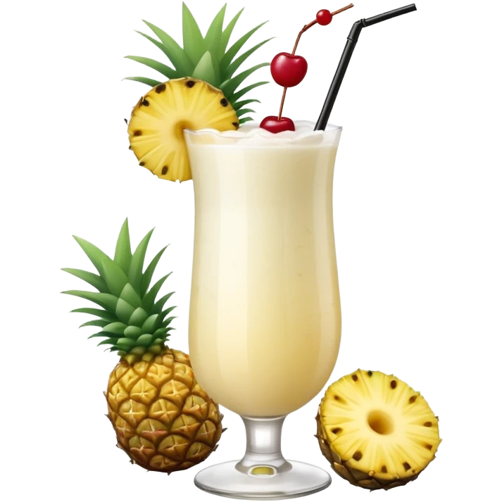 Pina colada mocktail with pineapple and cherry garnishes  emoji