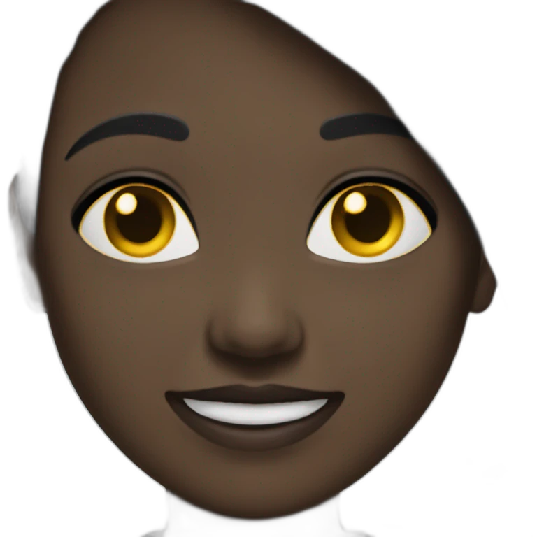 black horns, black hair, smile, woman, yellow eyes emoji