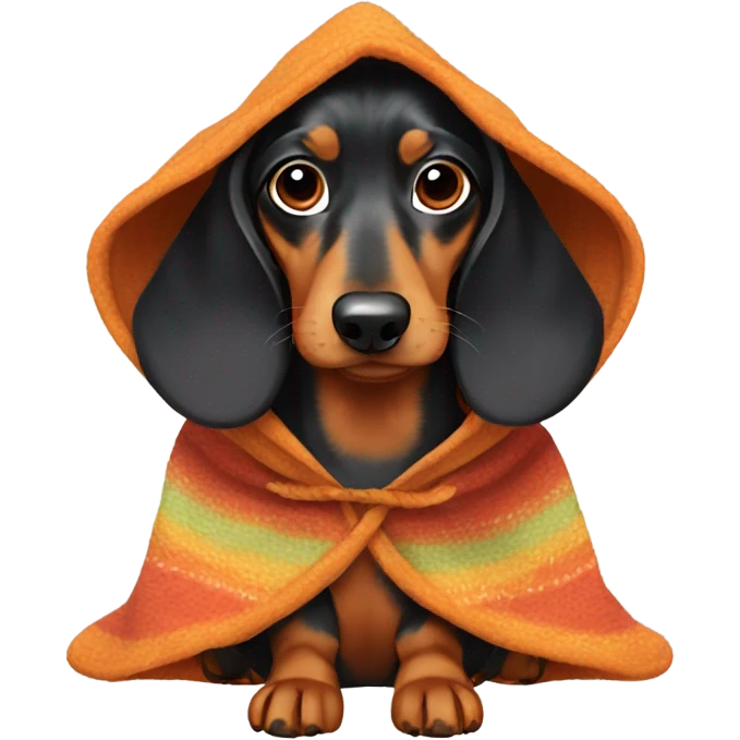 Daschund wearing a poncho emoji
