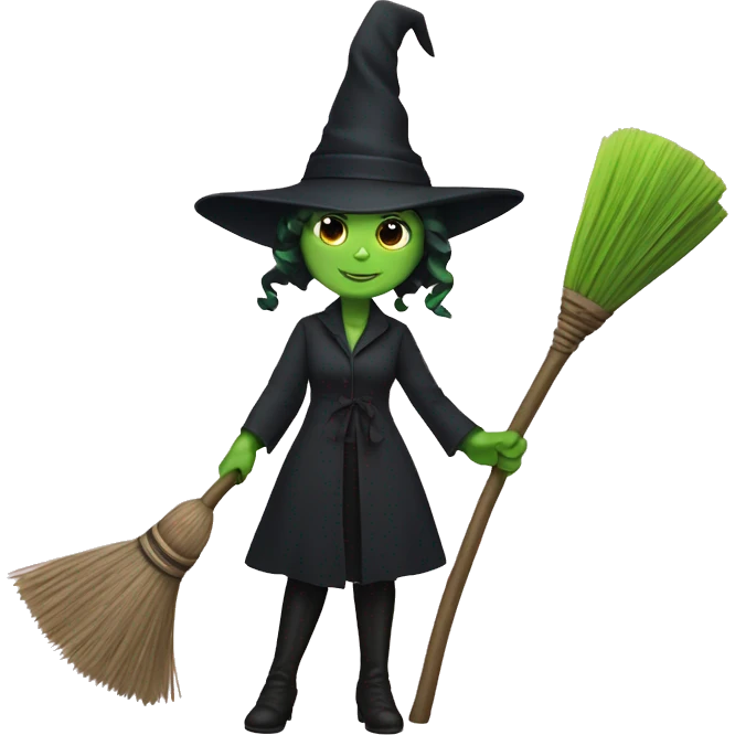 elphaba with broom emoji