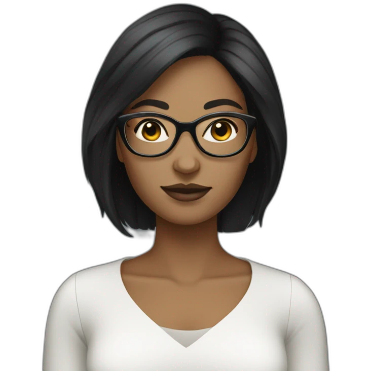 black hair white skin woman designer with glasses emoji