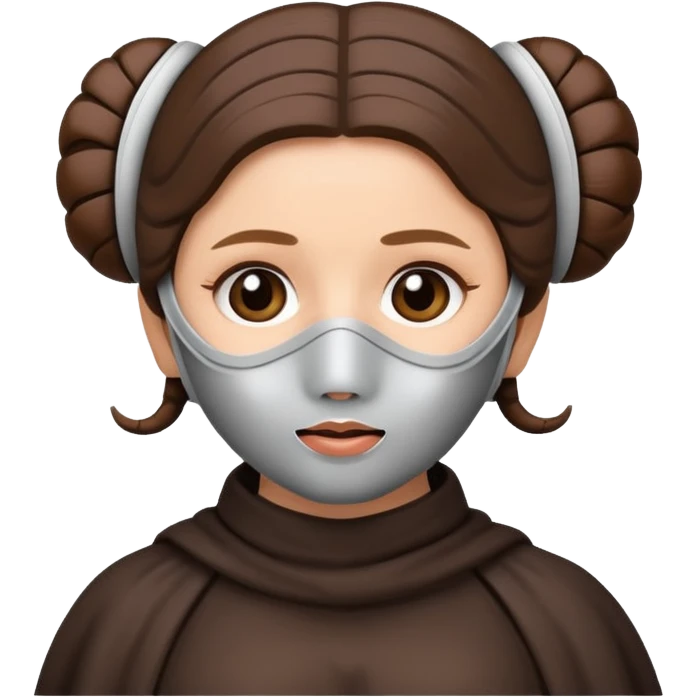Princess Leia from Star Wars as an emoji, wearing a facial mask, morning routine, cute and simple emoji