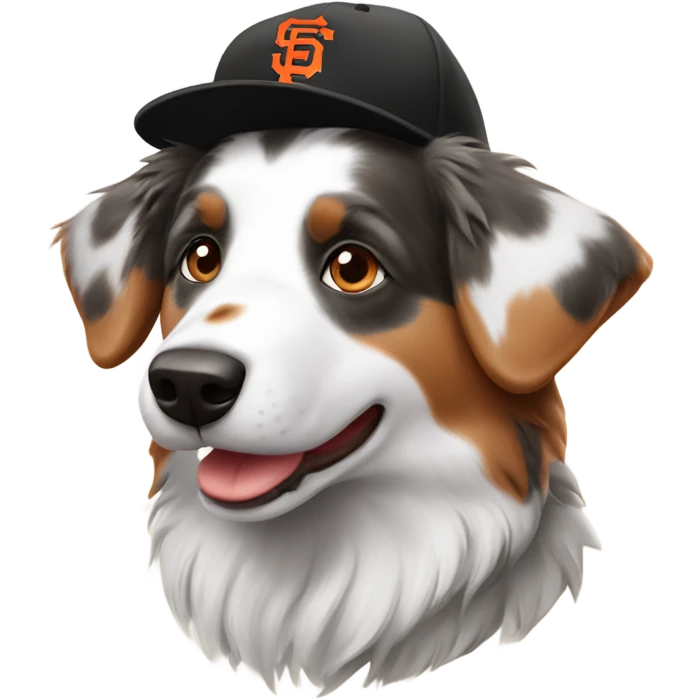 Australian shepherd in sf giants hat emoji