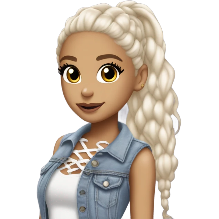 Ariana grande wearing a Shakira lace up croc top and short jeans  emoji