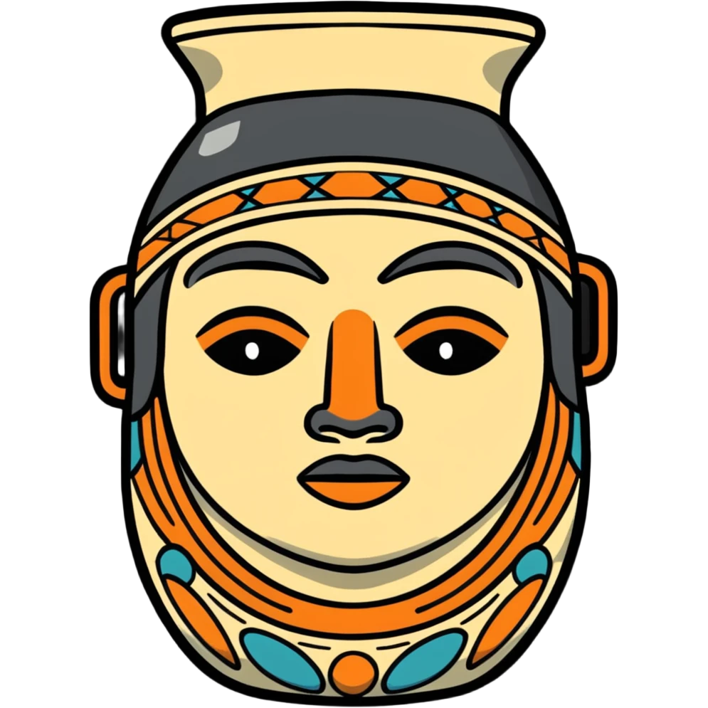 Moche ceramic portrait vessel emoji