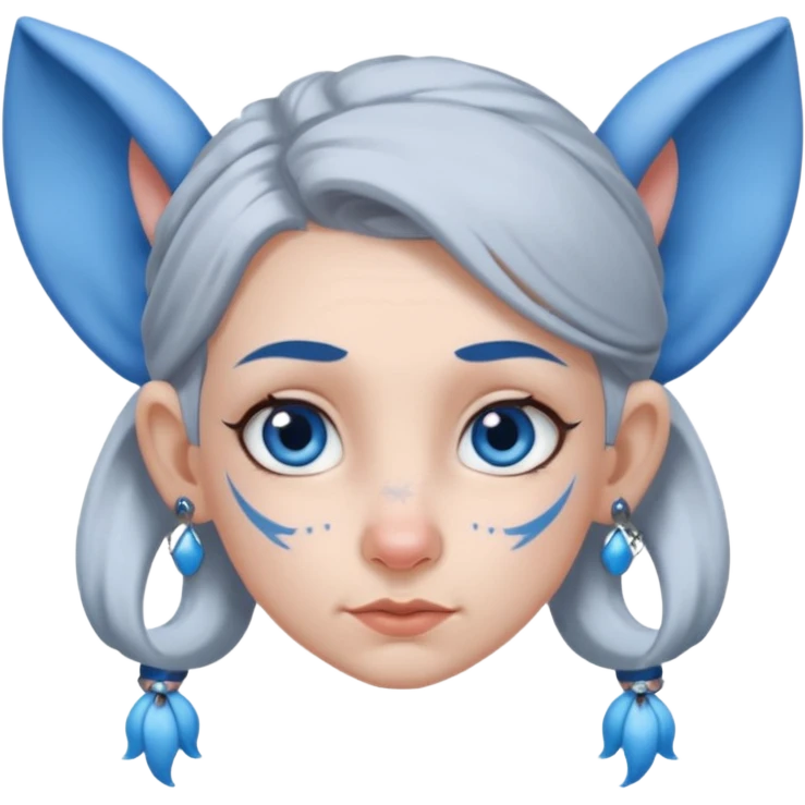 white-gray haired heavy blue tattooed head accessory big nose big ear young girl emoji