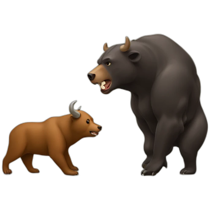 Bear and a bull fighting emoji
