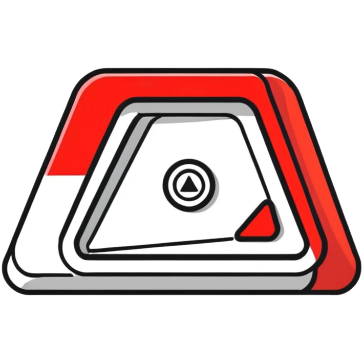 YouTube logo, red rounded rectangle with white play triangle button in the center emoji