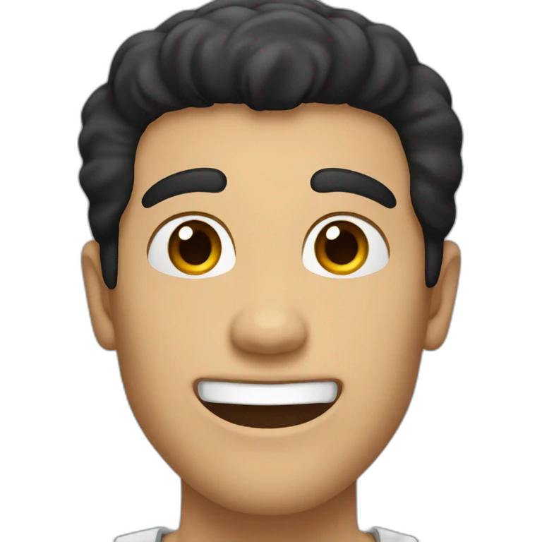 man with black hair and brown eyes excited  emoji