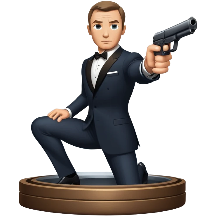 James Bond in iconic gun barrel pose, 007 agent emoji