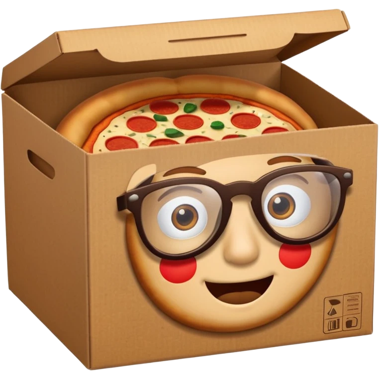 pizza take-out box with glassess  emoji