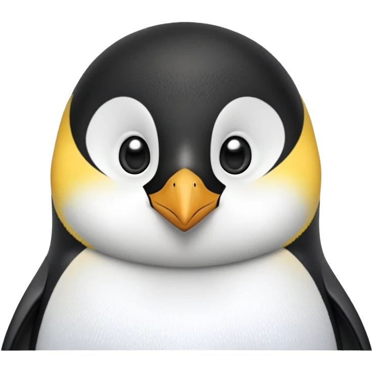 cinematic-cute-emperor-penguin-portrait-emoji,-head-tilted-playfully-and-inquisitively,-with-glossy,-pristine-plumage,-sparkling-eyes-filled-with-curiosity,-simplified-yet-irresistibly-adorable-features, black, large black eyes face, zoomed in emoji
