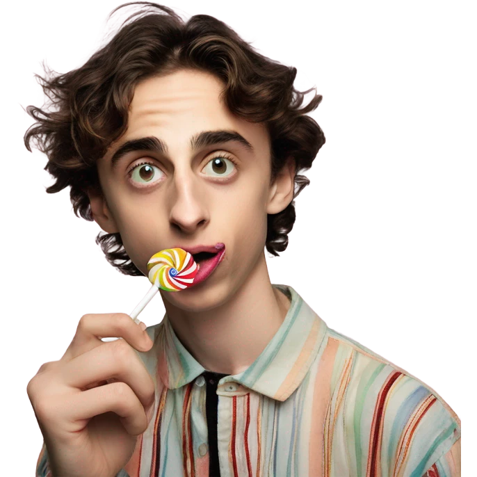 timothee chalamet sucking a lollipop emoji