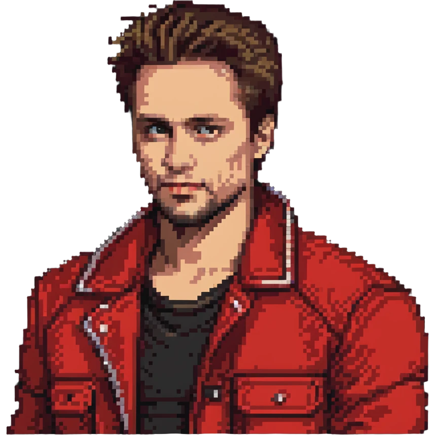 Tyler Durden wearing a red jacket emoji