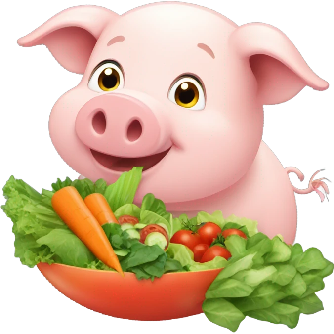 Pig eating salad emoji