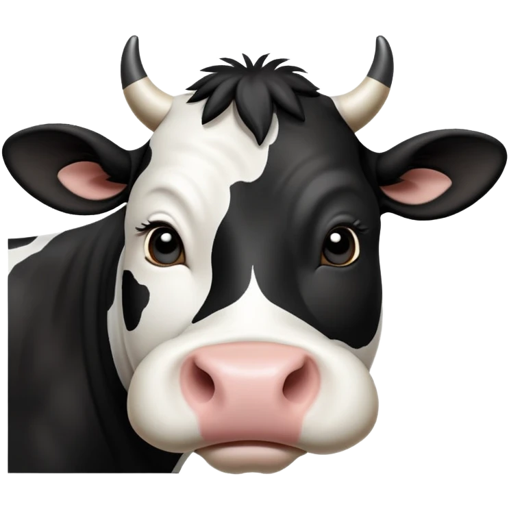 cinematic-noble-black-and-white-cow-portrait-emoji,-poised-and-regal,-with-a-large,-sturdy-build-and-a-beautifully-patterned-hide-of-rich-black-accented-by-crisp-white-patches,-deep-set-soulful-brown-eyes,-simplified-yet-sharp-and-sophisticated emoji