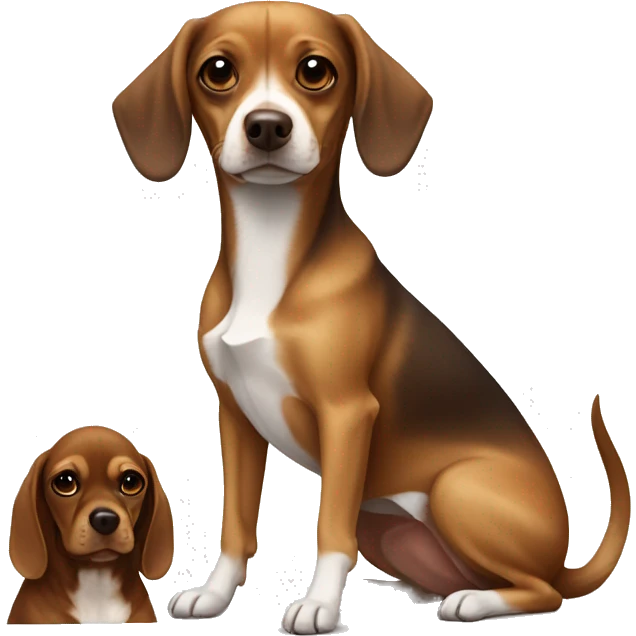 Brown and white Chihuahua and all brown bloodhound best friends emoji