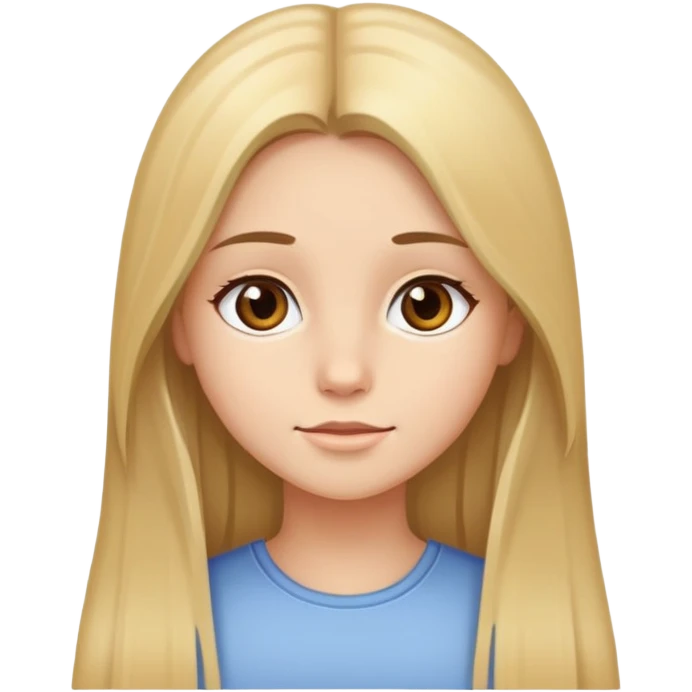 blond-brown hair, straight hair, long hair, brown eyes girl emoji