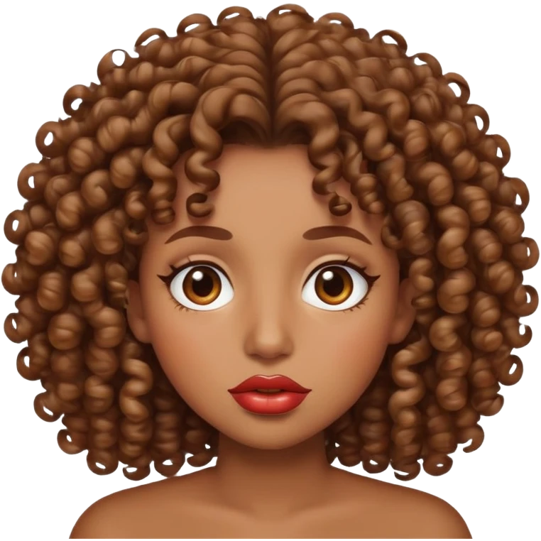 Brown skin curly hair big lips  emoji