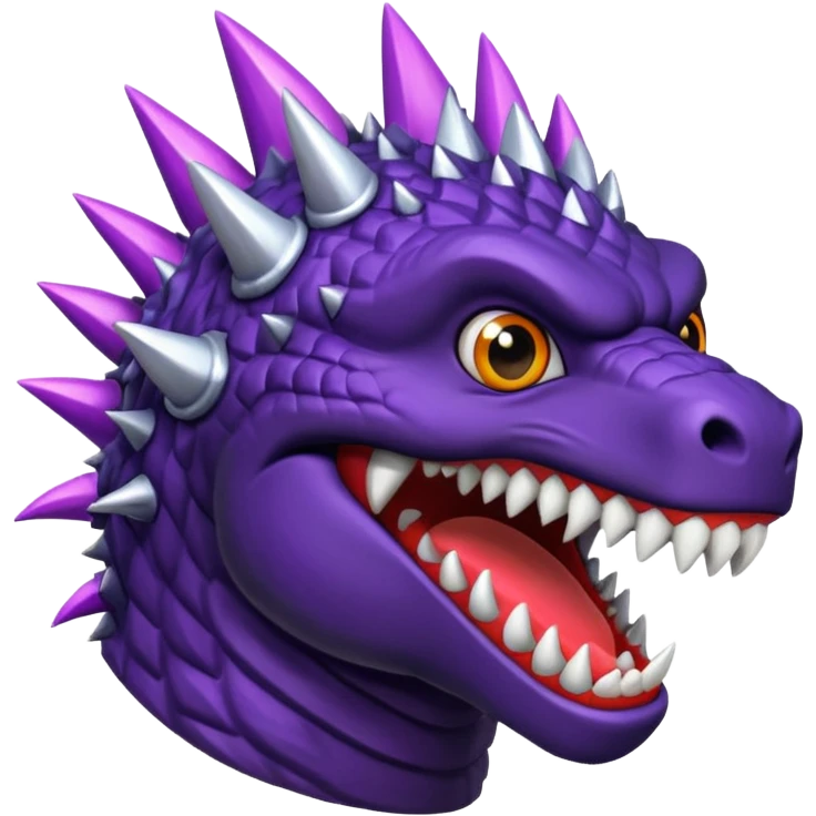 Godzilla black, purple spikes emoji
