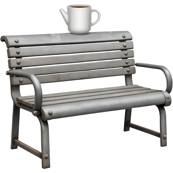 Metal bench + coffee cup emoji
