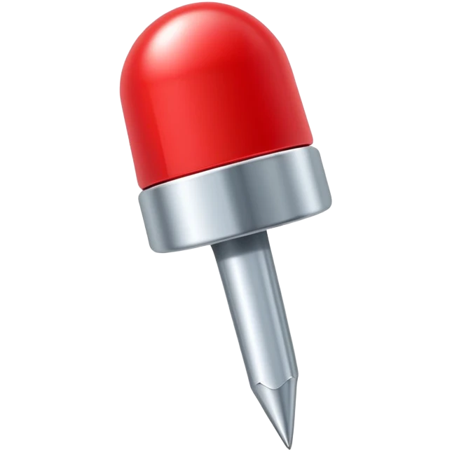 Red push pin with shiny metal top and sharp point emoji