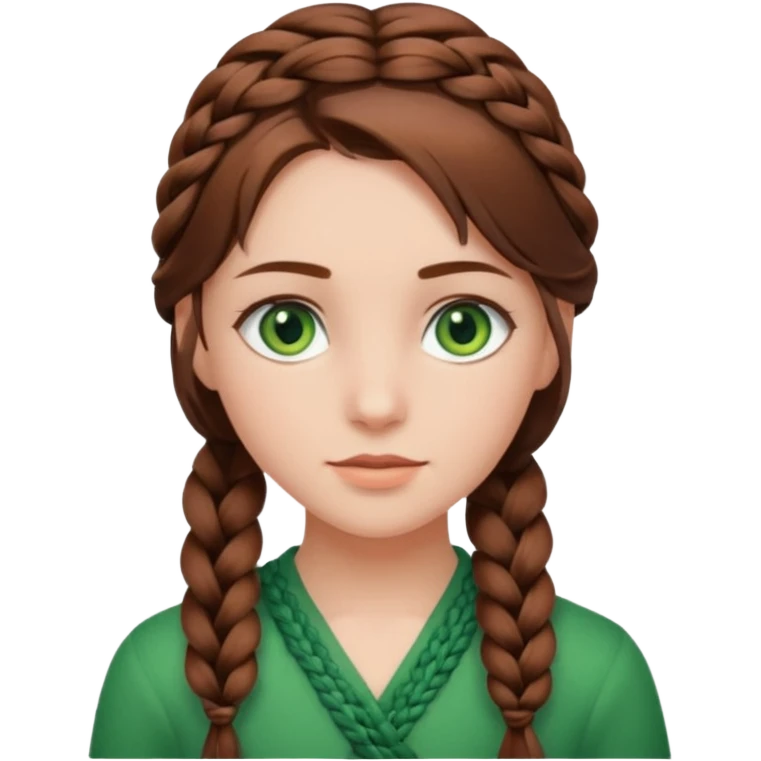 D’une fille au yeux vert avec les cheveux marron mode tresse collée et voilà  emoji