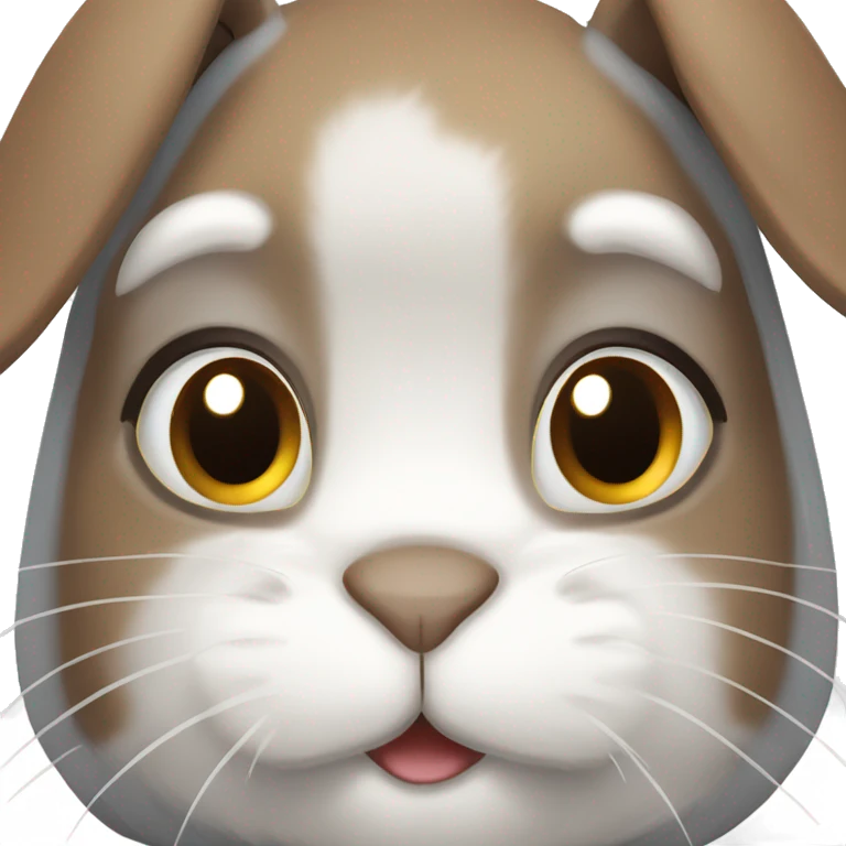 Lop-eared, brown, white and grey rabbit emoji