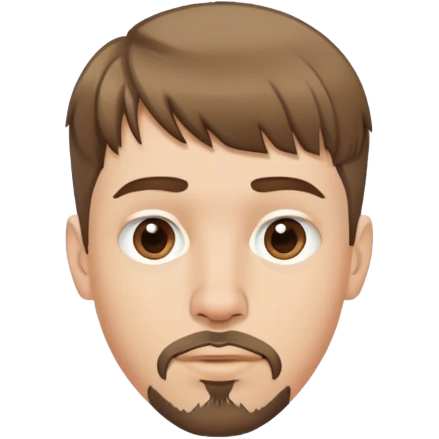  white male, short medium brown colored hair with bangs and goatee, nose and lip piercing emoji