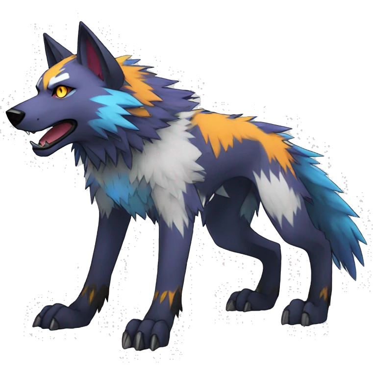 Edgy Colorful Digimon-Fakemon-Wolf with edgy markings full body emoji