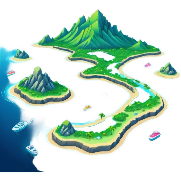 futuristic sea map with islands and a route  emoji