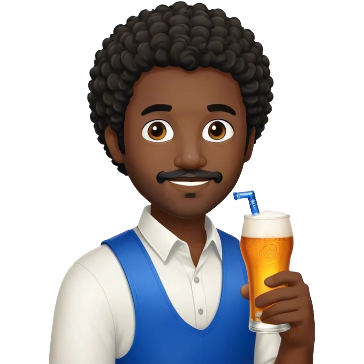 dark black guy short curly hair facial hair holding bud light  emoji
