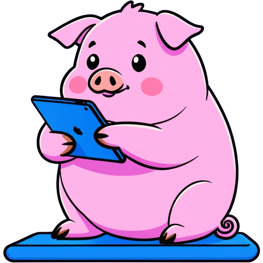 Fat pig with Amazon fire that has a blue case and a purple stand emoji