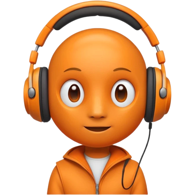 Orange round head with a Orange cone body and without arms and legs with orange antennae and headphones emoji