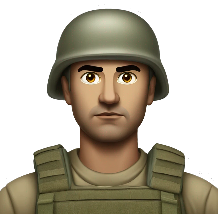 Photorealistic serious serbian soldier emoji