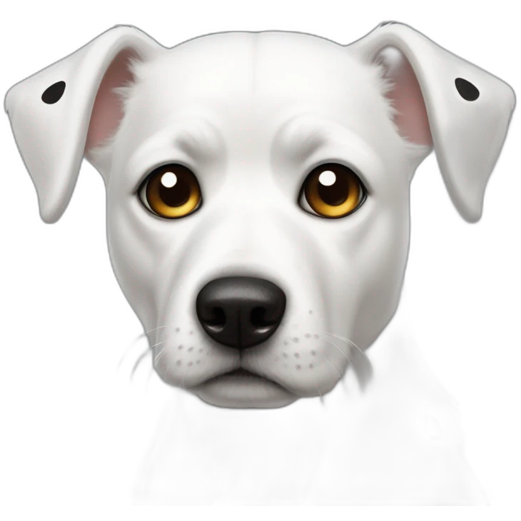 white dog pointy ears and black spots with eye patch marking emoji