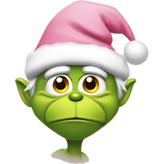 Grinch with a light pink santa hat emoji