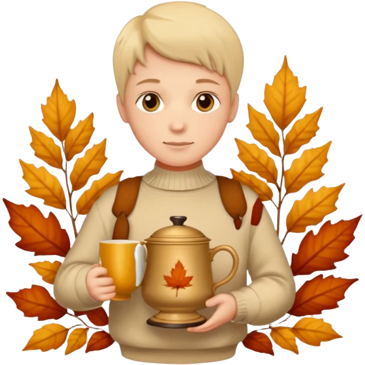Beige big The samovar and autumn and a cup emoji