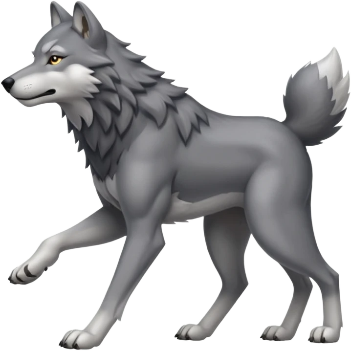 wolf walking on 4 emoji