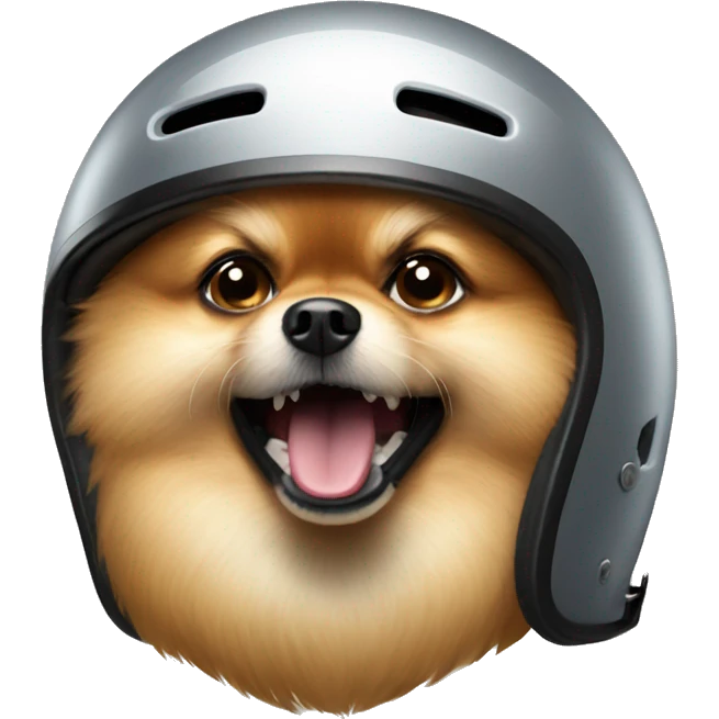 angry pomeranian in riders helmet emoji