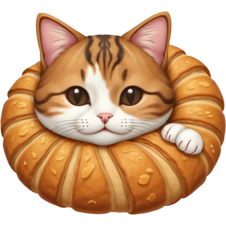 dark brown tabby and white cat in crossaint position upside down with eyes closed emoji