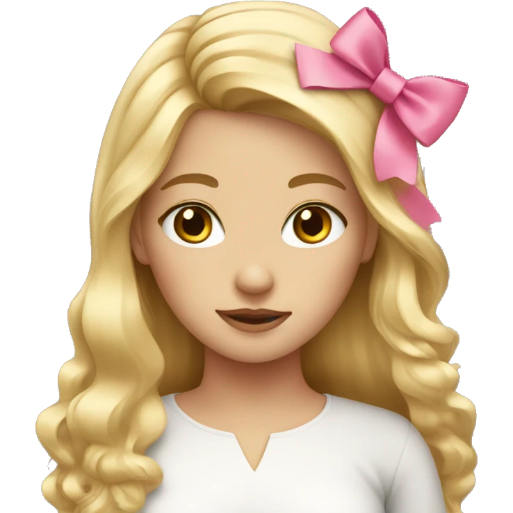 girl long blonde hair with pink bow  emoji
