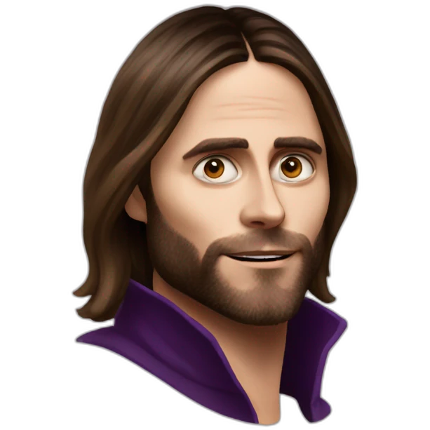 Jared Leto with face like eggplant emoji