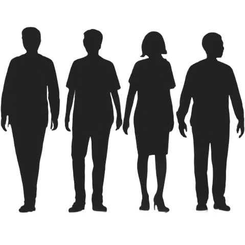 silhouette of 5 people in front emoji