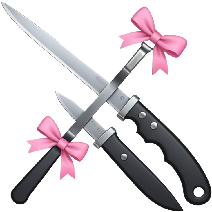 black knife with little pink bows around it emoji