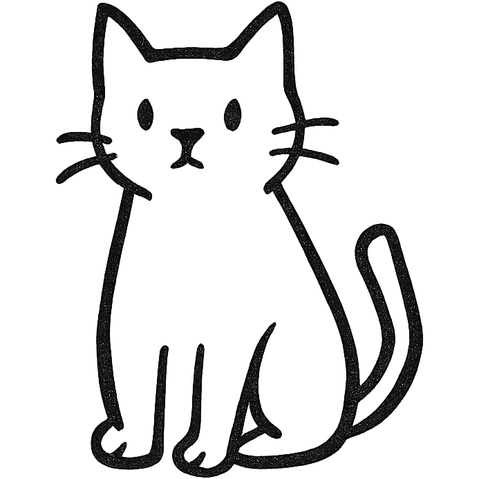 hand-drawn outlined icon of a cat sitting, no fill, black lines only emoji